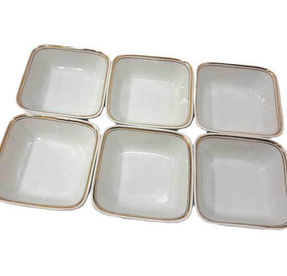 Image 1 of Vintage set of six square porcelain dessert bowls