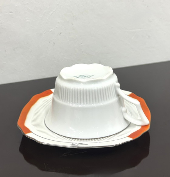 Image 1 of Set van 6 grote Revelli Laveno porseleinen koffiekopjes uit het begin van de twintigste eeuw.