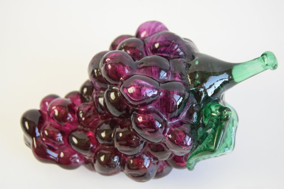 Image 1 of Weintrauben-Skulptur aus tschechischem Glas, mundgeblasenes Kunstglas, 1970er Jahre