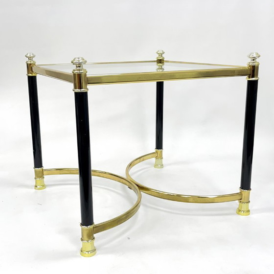 Image 1 of Hollywood Regency Side Table, Brass and Glass, 1970s, Maison Jansen Style