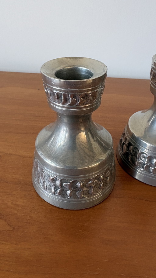 Set of 2 OSLO METALL PERLETINN Candle Holder Viking Decor Norway 1960s