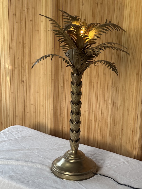 Image 1 of Lámpara de mesa de palmera de latón