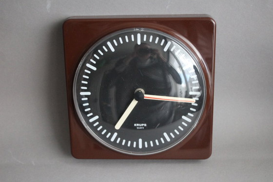 Image 1 of Krups clock no. 18732 kitchen clock wall clock brown square vintage Space Age 60s/70s