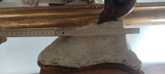 Image 1 of Organic Sculpture "Greyhound" in Solid Wood on a Stone Base – Biomorphic Natural Art