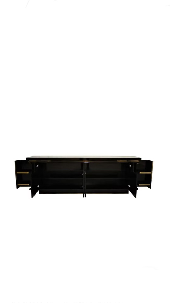 Jean Claude Mahey Black Lacquered Sideboard, France, 1970 – Roche Bobois, Bronze, Wood (photo 5 of 5)