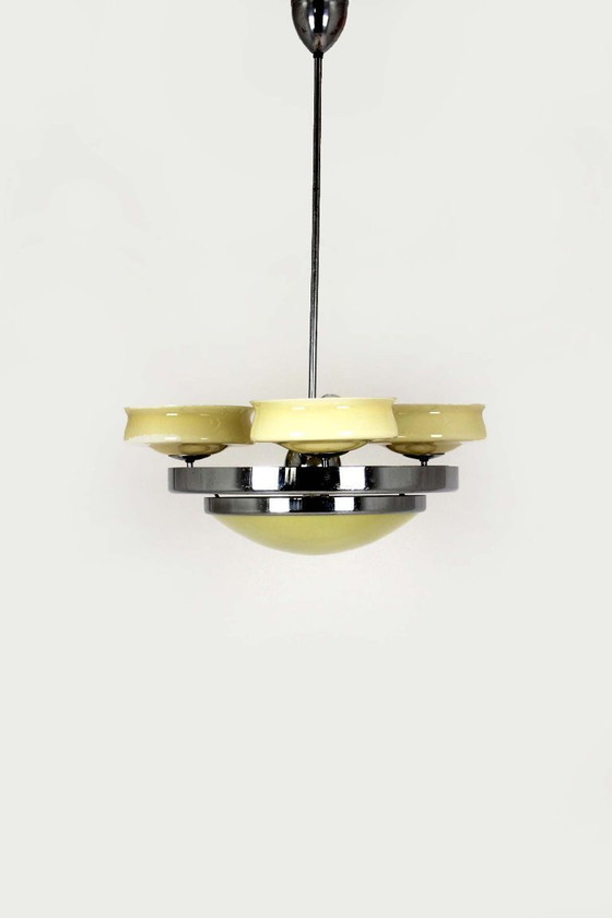 Image 1 of Bauhaus Chrome Chandelier from Zukov, 1940s