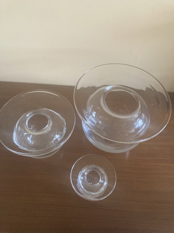 Set of 3 Saturnus Vases Nanni Still for Riihimäen Lasi., Glass, Transparent (photo 2 of 11)