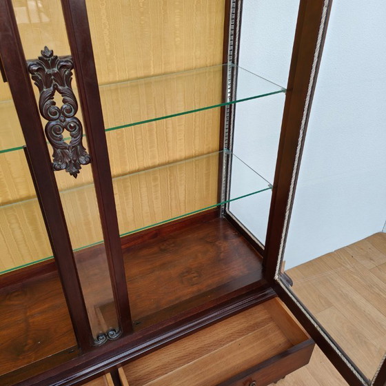 Image 1 of Vitrine, buffet, vaisselier, meuble mural de style Chippendale vintage