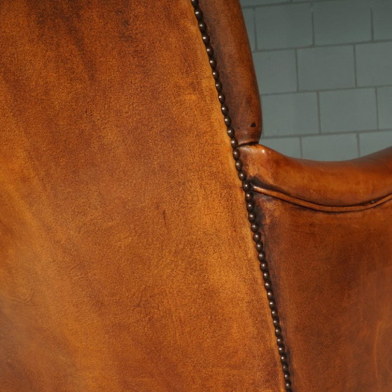 Image 1 of Vintage schaapsleren fauteuil – cognacbruin – Bendic International