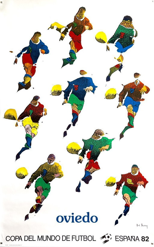 ⚽ Poster originale vintage COPA DEL MUNDO 1982 | Edizione Oviedo | Pol Bury Plakat | 95 x 60 cm