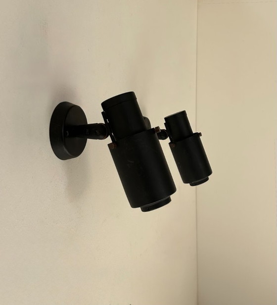 Image 1 of Coppia di applique Zodiac vintage di Jacques Biny, nero opaco, Francia 1960