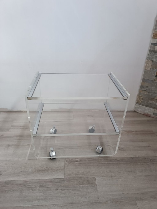 Table on casters by David Lange for Les invisibles du marais, 1970s