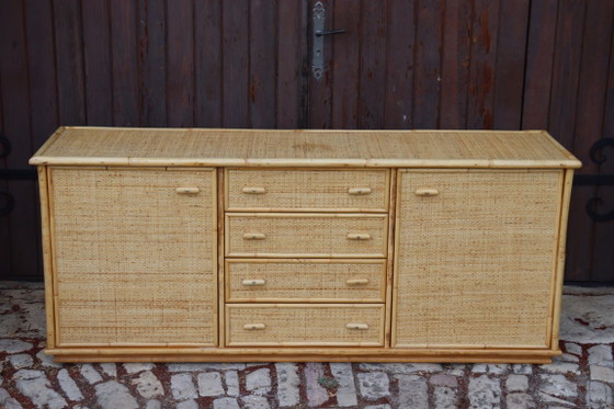 Enfilade Rotin Et Bambou Dans Le Goût Dal Vera 1970 Italie – Buffet bas, Rattan (photo 3 of 10)