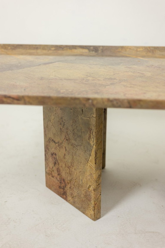 Image 1 of Mesa de centro rectangular de mármol Sarrancolin. Obra contemporánea.
