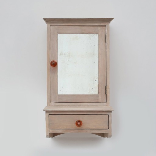 Gabinete de afeitado o botiquín Art Decó francés en madera con espejo, años 20