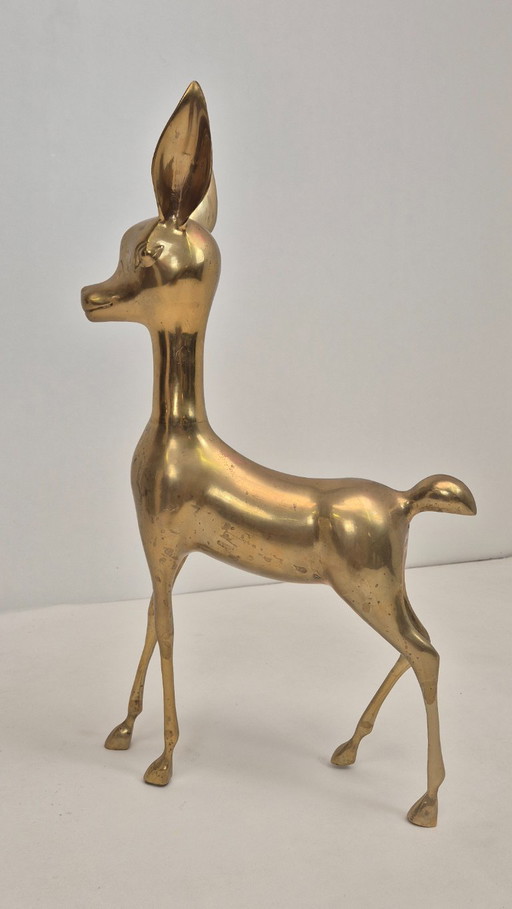 Large vintage brass copper deer bambi