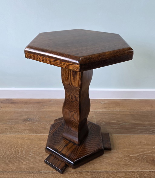 Table d'appoint en chêne massif – Table colonne vintage