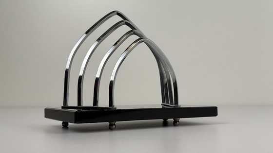 Image 1 of Vintage / antieken brievenstandaard enveloppe houder chroom glas 