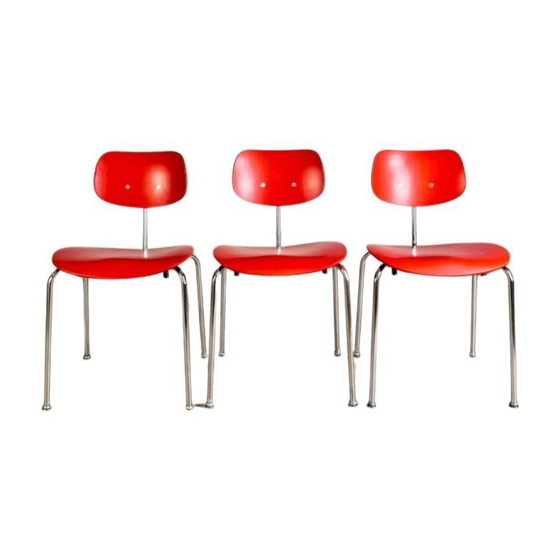 Image 1 of Set of 3 Egon Eiermann SE68 Midcentury chairs Wilde+Spieth red
