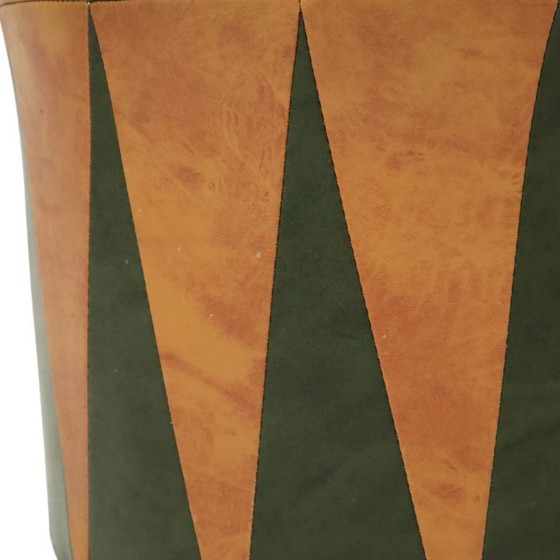 Image 1 of Vintage Pouf Green Brown Skai