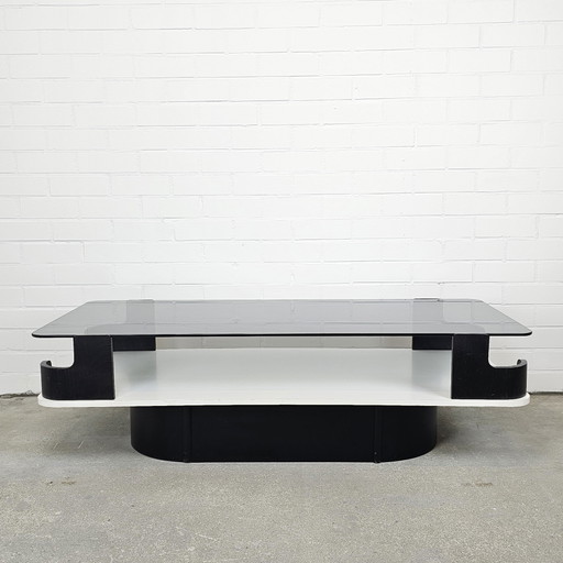 Vintage space age salontafel met rookglas