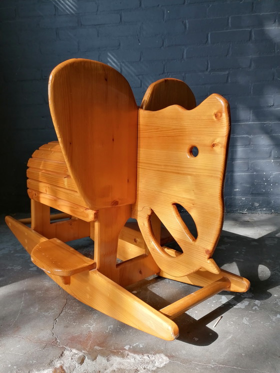 Image 1 of Scandinavische Schommelende Olifant Houten Vintage Kinderspeelgoed