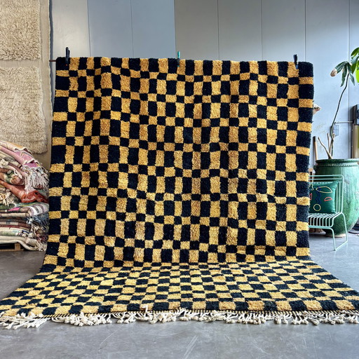 Moroccan Mrirt Rug 250x330 cm, Modern Orange and Black Rug, Authentic Moroccan rug