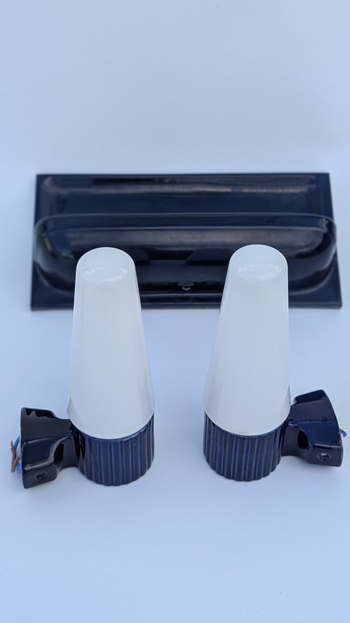 Coppia o lampada da parete per bagno IFÖ 6020 e portasapone in ceramica