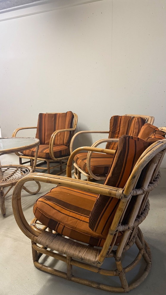 Image 1 of Vintage Heywood-Wakefield rotan lounge stoelen set