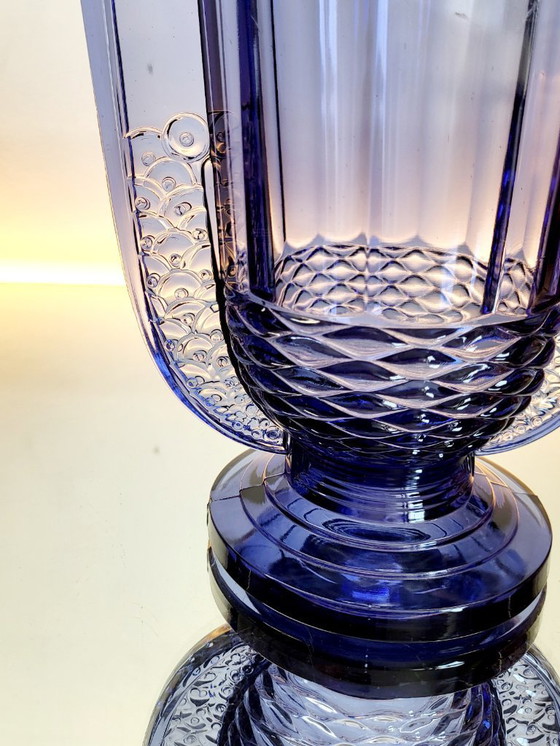 Image 1 of Val Saint Lambert Art deco Vase, Luxval Serie Modell Romeo, fliederfarben, Belgien