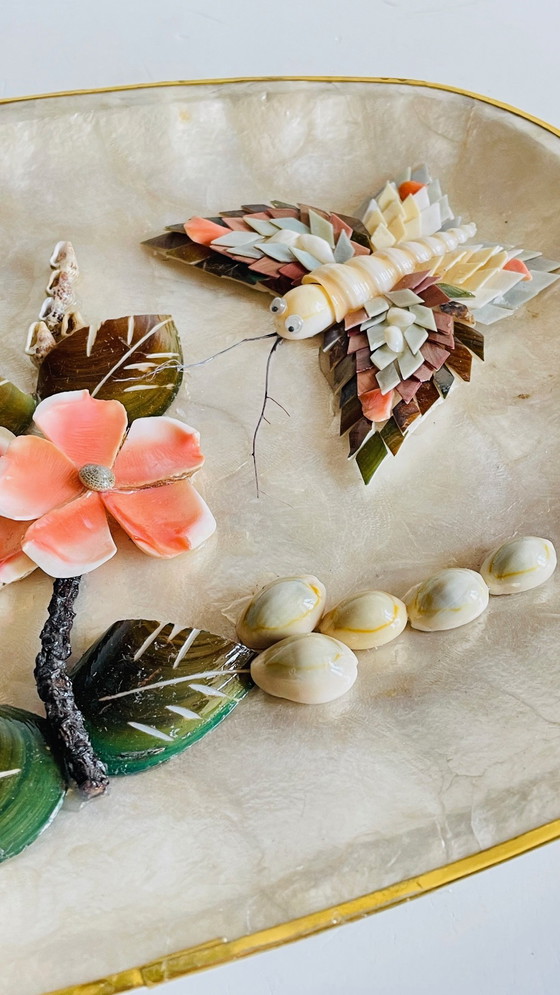 Image 1 of Vassoio vintage in madreperla e conchiglia