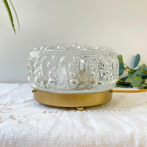 Lámpara de mesa vintage de cristal burbujeado