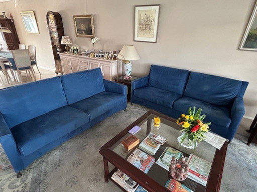 Leolux 2x2,5 bank blauw Alcantare van €6.000-> €450!