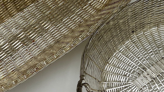 Image 1 of 2 cestini vintage in metallo, delicatamente intrecciati a mano