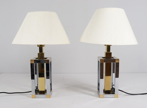 Set de 2 lampes de table/table de Stephane Davidts pour WKR, Hollywood Regency, Allemagne, années 1980