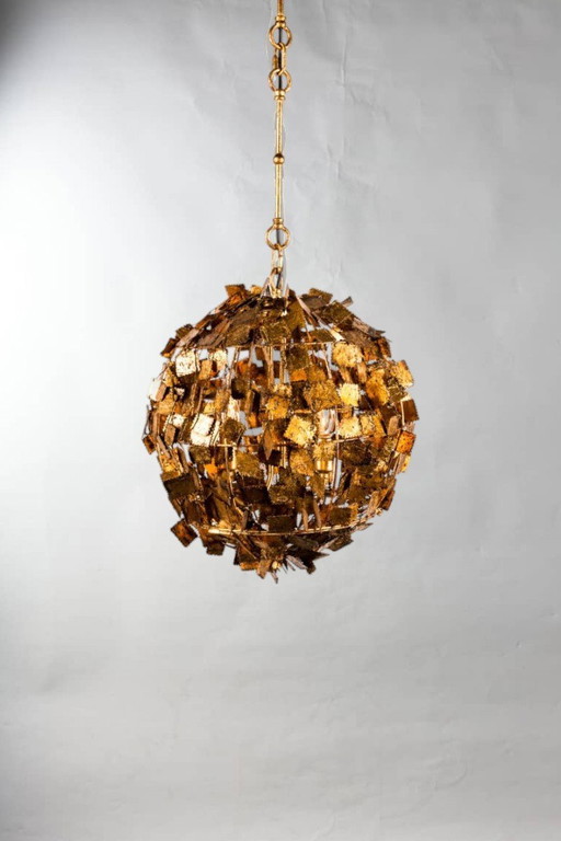 Gold Pendant Lamp Round