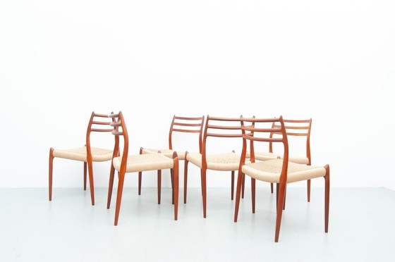 Image 1 of 6x Model 78 made of teak by Niels Otto Møller for J.L. Møller Møbelfabrik (1950s)