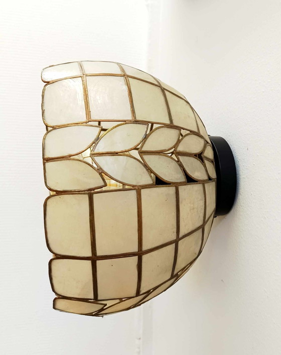 Image 1 of Art Deco Wandleuchte aus Perlmutt Weizenähren