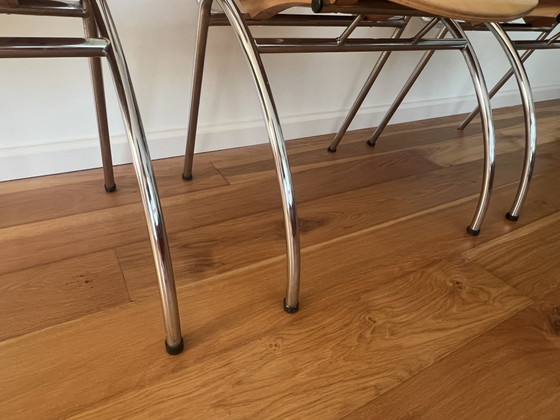 Image 1 of 3x Kimball Bingo houten stoelen met chroom buisframe