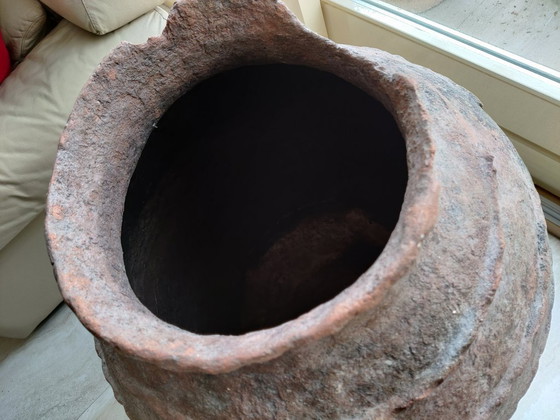 Image 1 of Pot en terre cuite ancien à rainures