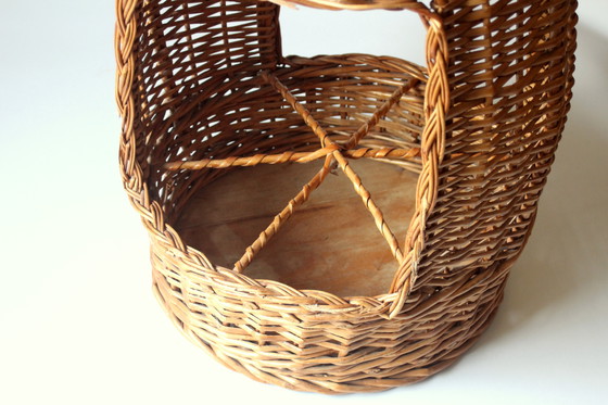 Image 1 of Flaschenkorb Hoch Geflochten - Handarbeit - Weide/Holz