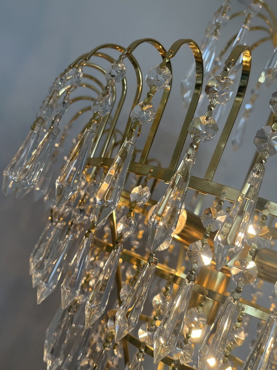 Image 1 of cut crystal point icicles chandelier