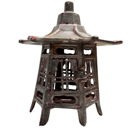 Antica lanterna giapponese a pagoda (Toro) – Ghisa massiccia – 27 cm – 3,7 kg