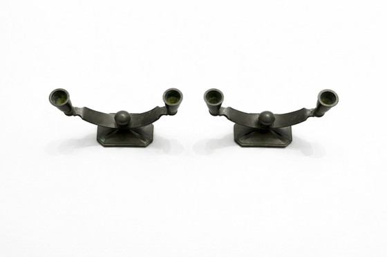 Image 1 of Par de candelabros metálicos Art Déco Just Andersen Denmark Disko Modelo 1770