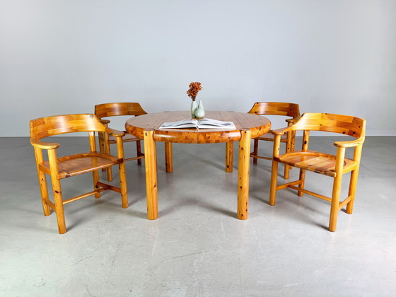 Image 1 of Set van 6 Rainer Daumiller fauteuils vintage stoel grenen