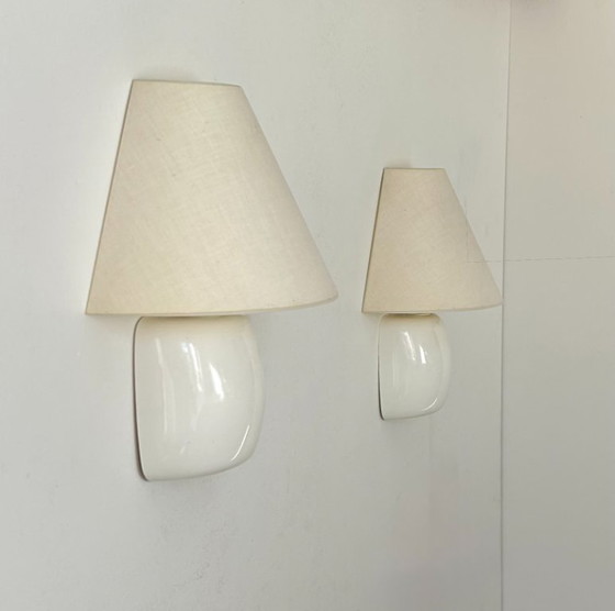 Image 1 of Coppia di applique vintage, bianche e beige, Svezia 1980