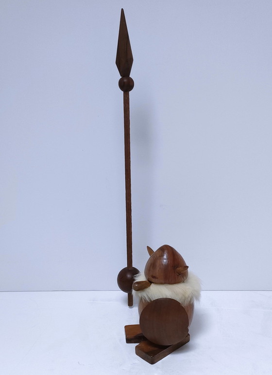 Image 1 of Three Wooden Vikings Scandinavian Design 70's