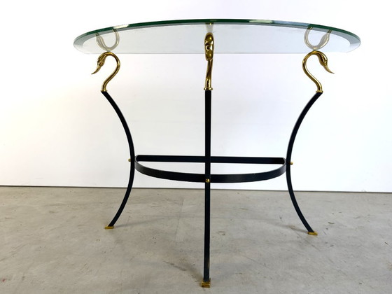 Console Hollywood Regency en laiton cygne, années 1980 – Verre, Fer (photo 10 of 11)