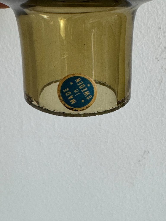 Image 1 of Pair of vintage double wall lights, Hans-Agne Jakobsson model V 149/2, brass and smoked glass, Sweden, 1970