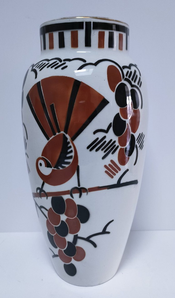 Image 1 of Art Deco vase by Keller Guérin, "Ceylon" bird